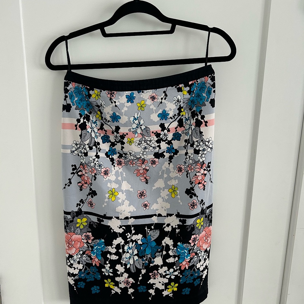 Oasis Blue and Pink Sequin Pencil Midi Skirt